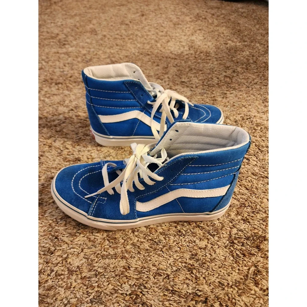 Vans Sk8-Hi High Top Classic Blue White Sneakers Men 5.5 Women 7 500714